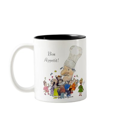 Funny Cartoon French Chef Personalised Mugs by zooogle