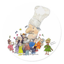 Funny Cartoon French Chef Stickers/Seals