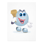 funny cartoon golf ball character announcement