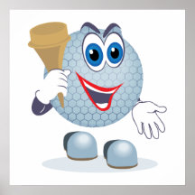 funny cartoon golf ball character print