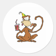 Funny Cartoon Pizza Monkey Sticker
