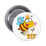 funny cartoon queen bee with text button