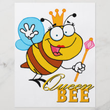 funny cartoon queen bee with text flyer