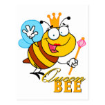 funny cartoon queen bee with text postcard