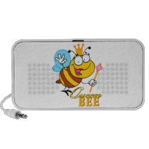 funny cartoon queen bee with text travelling speakers