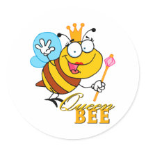 funny cartoon queen bee with text sticker