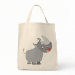 Funny Cartoon Rhino Grocery Tote Bag