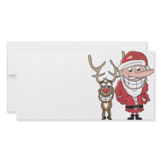 Funny Cartoon Santa and Rudolph photocard