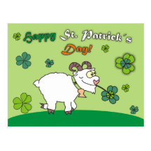 Funny Cartoon Sheep St.Patricks Day Postcards