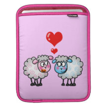 Funny cartoon sheep, Wedding couple iPad Sleeve