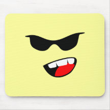 Funny Cartoon Smiley Face With Glasses Mousepads