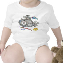 Funny Cartoon Submarine Fishes Baby Onesies T-shirt