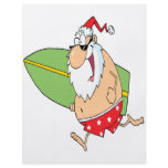 funny cartoon surfer surfing santa claus flyers