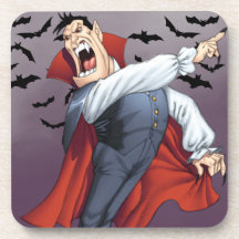 Funny Cartoon Vampire with Bats by Al Rio Coasters