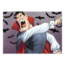 Funny Cartoon Vampire with Bats by Al Rio Announcement
