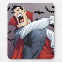 Funny Cartoon Vampire with Bats by Al Rio Mouse Pad