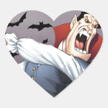 Funny Cartoon Vampire with Bats by Al Rio Sticker
