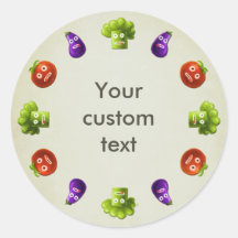 Funny Cartoon Vegetables Round Sticker