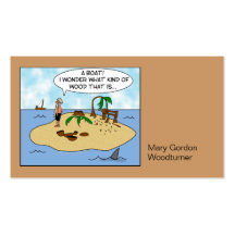 Funny Cartoon Woodturner on Deserted Island Business Card Templates