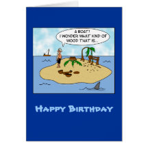 Funny Cartoon Woodturner on Deserted Island Cards
