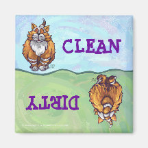 Funny Cat Clean / Dirty Dishwasher Magnet
