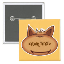 Funny Cat Face, <YOUR TEXT> Button