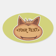 Funny Cat Face, <YOUR TEXT> Oval Sticker