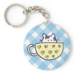 Funny cat in cup keychain