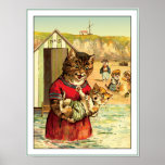 Funny Cats at the Beach - Louis Wain posters