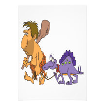 funny caveman and pet dinosaur announcements