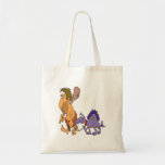 funny caveman and pet dinosaur bag