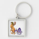 funny caveman and pet dinosaur keychains