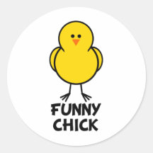 Funny Chick Round Stickers
