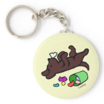 Funny Chocolate Labrador Cartoon Illustration Key Chains