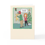 Funny Christmas card: Dog Under Mistletoe
