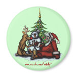 Funny Christmas drinking party cartoon art magnet