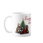 Funny Christmas drinking party cartoon art mug