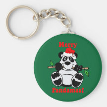 Funny Christmas Panda Bear Keychain