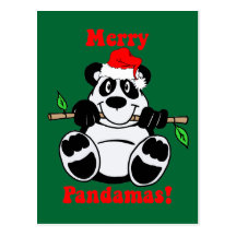 Funny Christmas Panda Bear Postcards