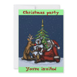 Funny Christmas party cartoon art invitation card