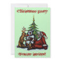 Funny Christmas party cartoon art invitation card