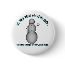 Funny Christmas X-Mas Snowman Poop Pin Button