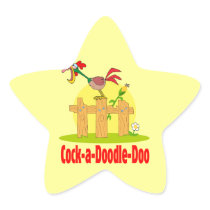 funny cock a doodle doo roster crowing star stickers