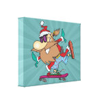 funny cool dude skateboarding santa claus canvas print