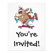 funny cool dude skateboarding santa claus announcement