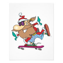 funny cool dude skateboarding santa claus personalized invite