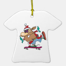 funny cool dude skateboarding santa claus ornaments