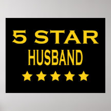 Funny Cool Gifts for Husbands : Five Star Husband Posters