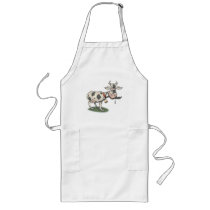 funny cow biting tail apron