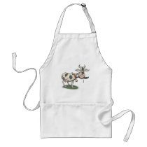 funny cow biting tail aprons